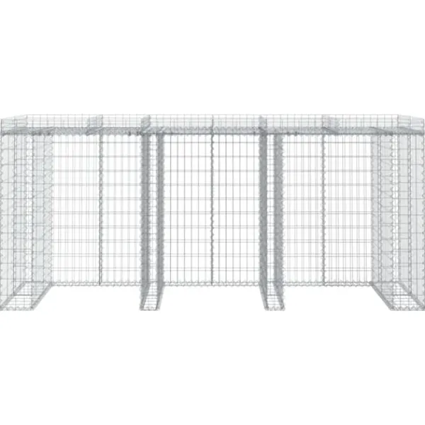 vidaXL gabionvæg til skraldespand 270x91x120 cm galvaniseret jern - Affaldsspandsskjulere Clearance