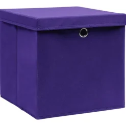 vidaXL opbevaringskasser med låg 10 stk. 28x28x28 cm lilla - Opbevaringskasser Best