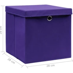 vidaXL opbevaringskasser med låg 10 stk. 28x28x28 cm lilla - Opbevaringskasser Best