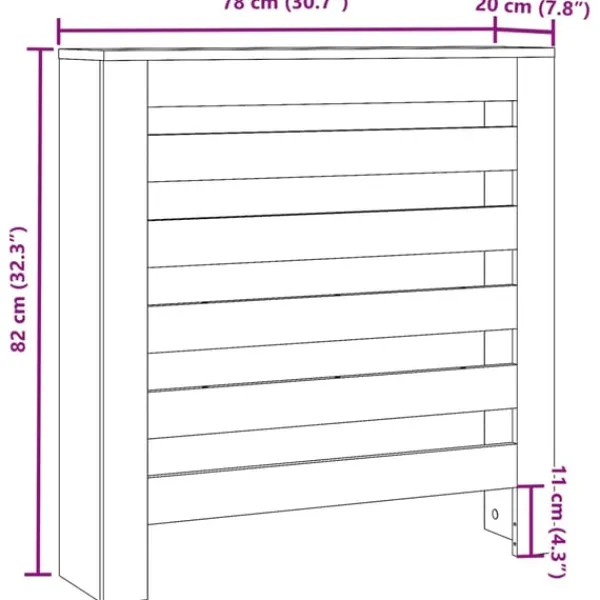 vidaXL Radiatorer>radiatorskjuler 78x20x82 cm konstrueret træ antikt træ