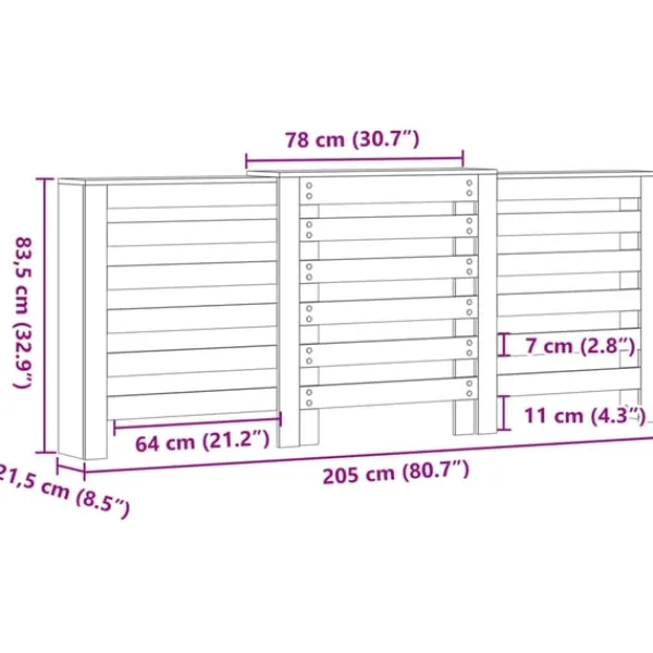 vidaXL Radiatorer>radiatorskjuler 205x21,5x83,5 cm konstrueret træ sonoma-eg