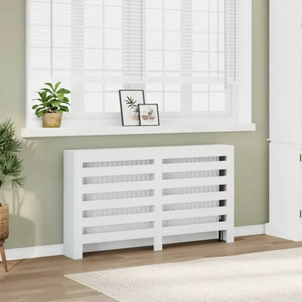 vidaXL Radiatorer>radiatorskjuler 149x20x82 cm konstrueret træ hvid