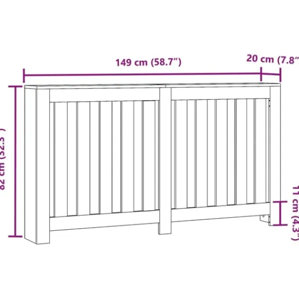 vidaXL Radiatorer>radiatorskjuler 149x20x82 cm konstrueret træ hvid