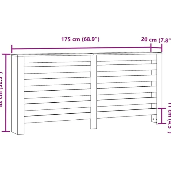 vidaXL radiatorskjuler 175x20x82 cm konstrueret træ betongrå Outlet