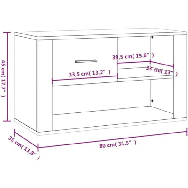 vidaXL Tøj- & Garderobeopbevaring>skoreol 80x35x45 cm konstrueret træ hvid - Skoopbevaring