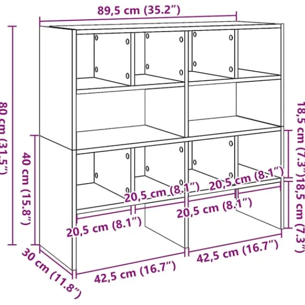 vidaXL Tøj- & Garderobeopbevaring>skostativer stabelbare 2 stk. 89,5x30x40 cm sort-eg