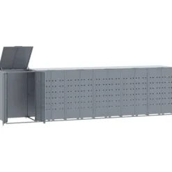 vidaXL Tilbehør Til Affaldshåndtering>skraldespandsskjuler 414x79x117 cm 6 rum stål grå