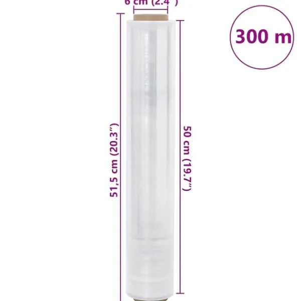 vidaXL Madfolie>Strækfilm 6 stk gennemsigtige 17 μm 50 cm x 300 m