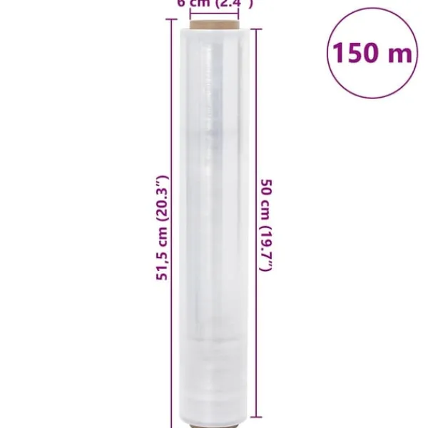 vidaXL Madfolie>Strækfilm 6 stk gennemsigtige 30 μm 50 cm x 150 m