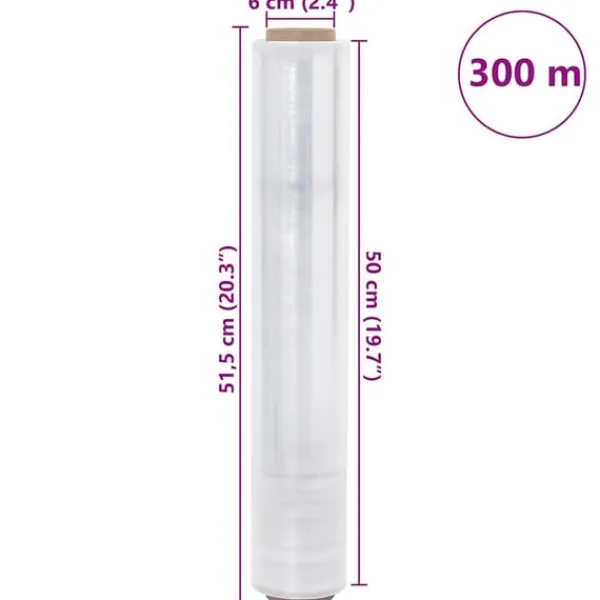 vidaXL Madfolie>Strækfilm 6 stk gennemsigtige 30 μm 50 cm x 300 m