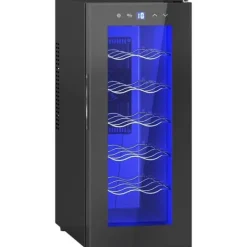 Vinkøleskabe>Vinkøler 12 flasker 30 L 8–18 °C, dobbelt termoelektrisk med glasdør og LED, touch, sort