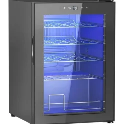 Vinkøleskabe>Vinkøleskab 20 flasker 53 L, 5–18 °C, kompressor, anti-UV glasdør, LED, sort