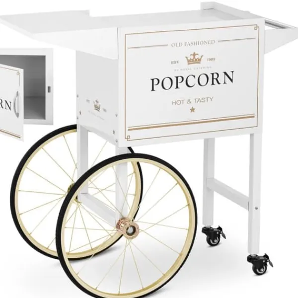 Popcornmaskiner>Vognbund til popcornmaskine med retro skab 51 x 37 cm - hvid og guld