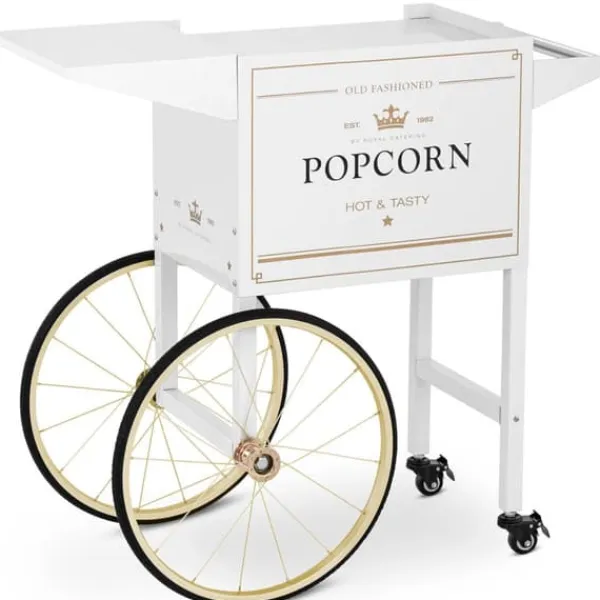 Popcornmaskiner>Vognbund til popcornmaskine med retro skab 51 x 37 cm - hvid og guld