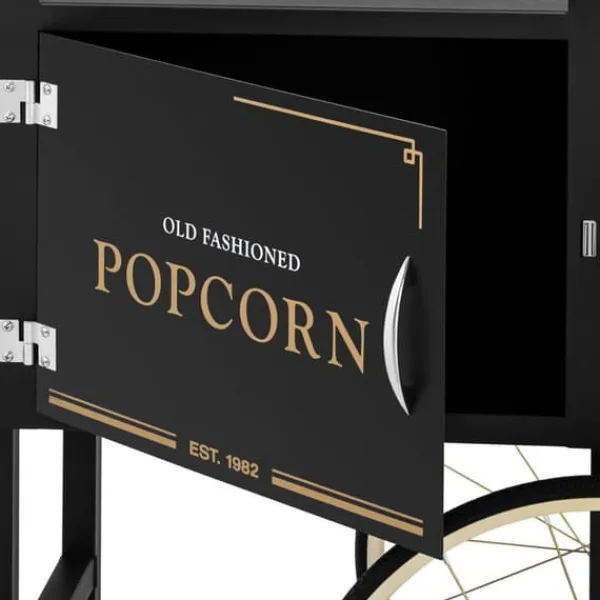 Popcornmaskiner>Vognbund til popcornmaskine med retro skab 51 x 37 cm - sort og guld