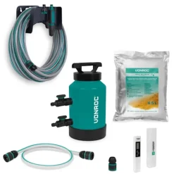 Vonroc DI Vandfilter & 20m Haveslange | Spotfri Rengøring | Inkl. 4,5L Resin & Digital TDS-Måler | Til Vinduer, Biler & Solpaneler | Inkl. Tilbehør