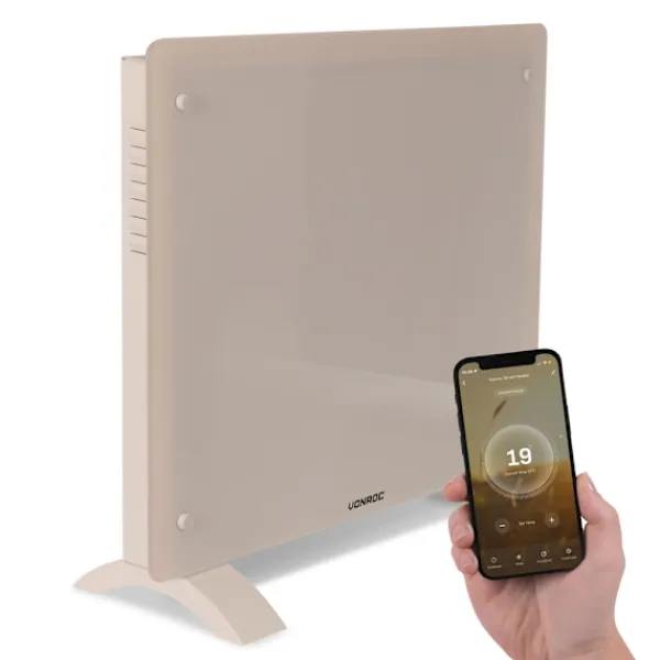 Vonroc Radiator - Elradiator | Glas | Luksus | 1000W | WIFI - Smartapp styring | Op til 12m² | Beige Discount