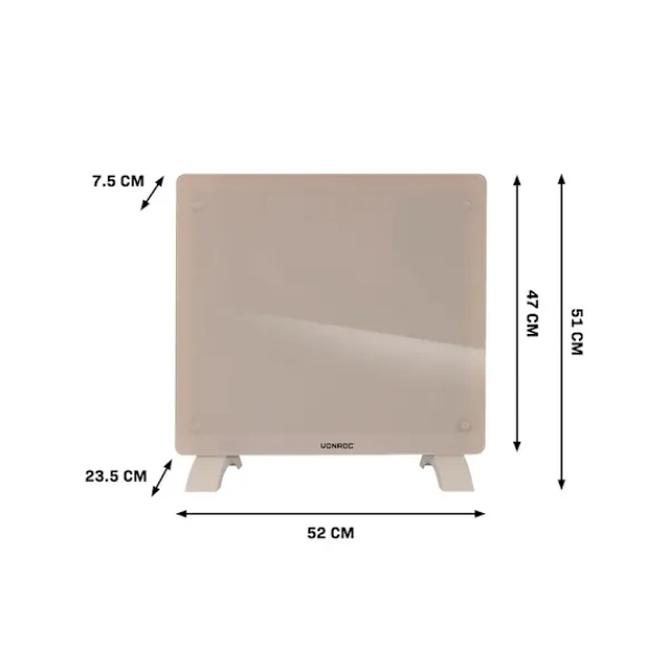 Vonroc Radiator - Elradiator | Glas | Luksus | 1000W | WIFI - Smartapp styring | Op til 12m² | Beige Discount