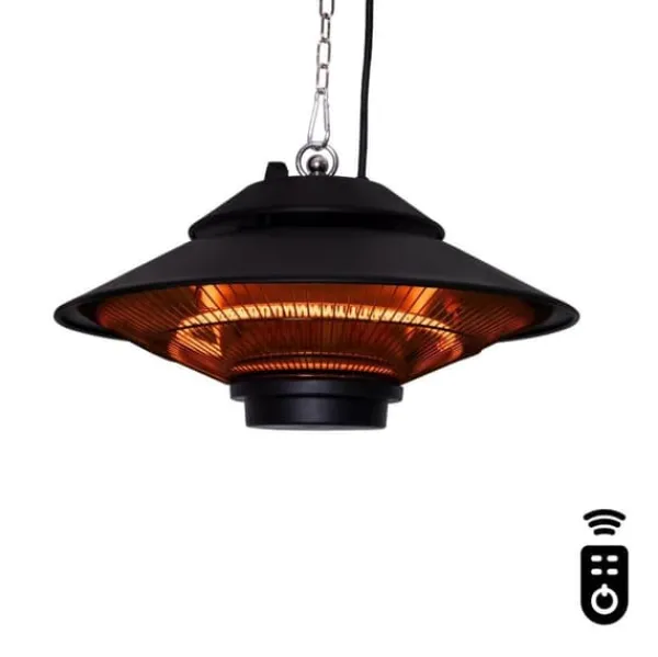 Vonroc Terrassevarmer - Albano - 1500W | Infrarød | Sort | IP44 | Til tag, veranda, parasol | Inkl. Fjernbetjening. Best