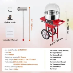 1000W Elektrisk Bomuldsslikmaskine - Kommerciel Candy Floss Maskine til Fester og Arrangementer New