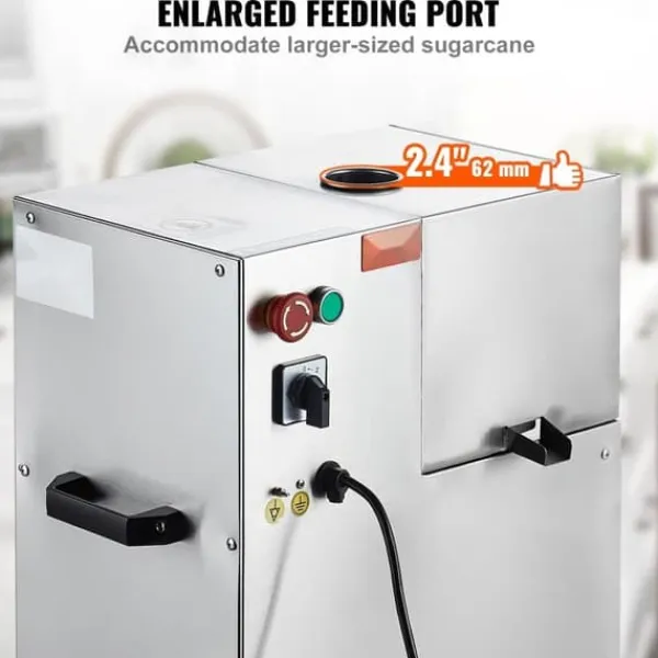 Juicepresser - Nyd Friskpresset Juice Derhjemme>800W elektrisk sukkerrørspresser med 661 LBS/H kapacitet, 4 ruller og stort 2,4" indløb. Effektiv og kraftfuld!