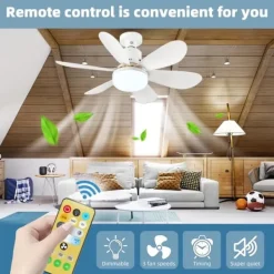 30W Loftsventilator E27 lampe 3 farve lys med fjernbetjening Online