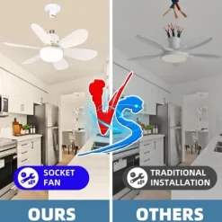 30W Loftsventilator E27 lampe 3 farve lys med fjernbetjening Online