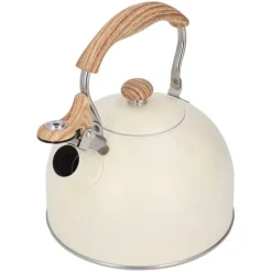 Whistling Kettle tekanna i rostfritt stål 2,5 L Whistling tekanna Ergonomiskt handtag Tekanna Beige New