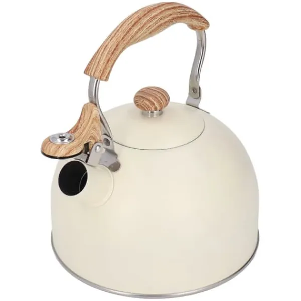Whistling Kettle tekanna i rostfritt stål 2,5 L Whistling tekanna Ergonomiskt handtag Tekanna Beige New