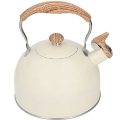 Whistling Kettle tekanna i rostfritt stål 2,5 L Whistling tekanna Ergonomiskt handtag Tekanna Beige New