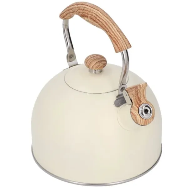 Whistling Kettle tekanna i rostfritt stål 2,5 L Whistling tekanna Ergonomiskt handtag Tekanna Beige New