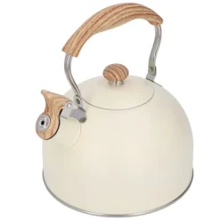 Whistling Kettle tekanna i rostfritt stål 2,5 L Whistling tekanna Ergonomiskt handtag Tekanna Beige New