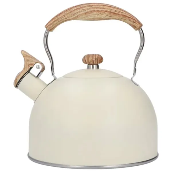 Whistling Kettle tekanna i rostfritt stål 2,5 L Whistling tekanna Ergonomiskt handtag Tekanna Beige New