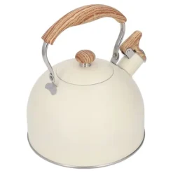 Whistling Kettle tekanna i rostfritt stål 2,5 L Whistling tekanna Ergonomiskt handtag Tekanna Beige New