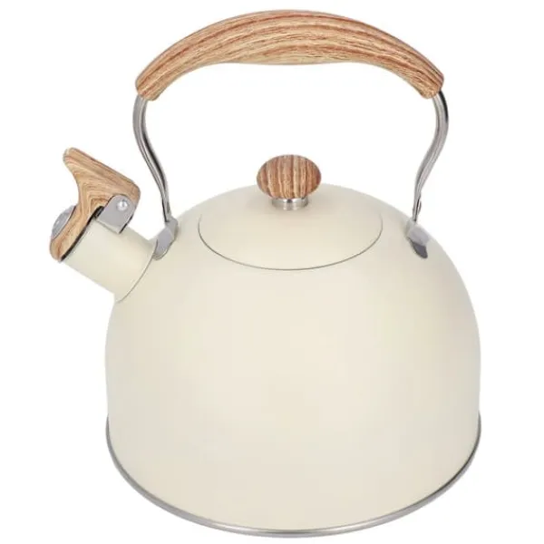Whistling Kettle tekanna i rostfritt stål 2,5 L Whistling tekanna Ergonomiskt handtag Tekanna Beige New