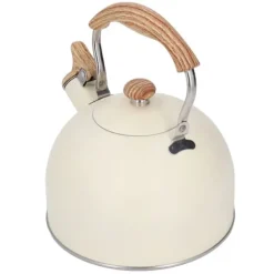 Whistling Kettle tekanna i rostfritt stål 2,5 L Whistling tekanna Ergonomiskt handtag Tekanna Beige New