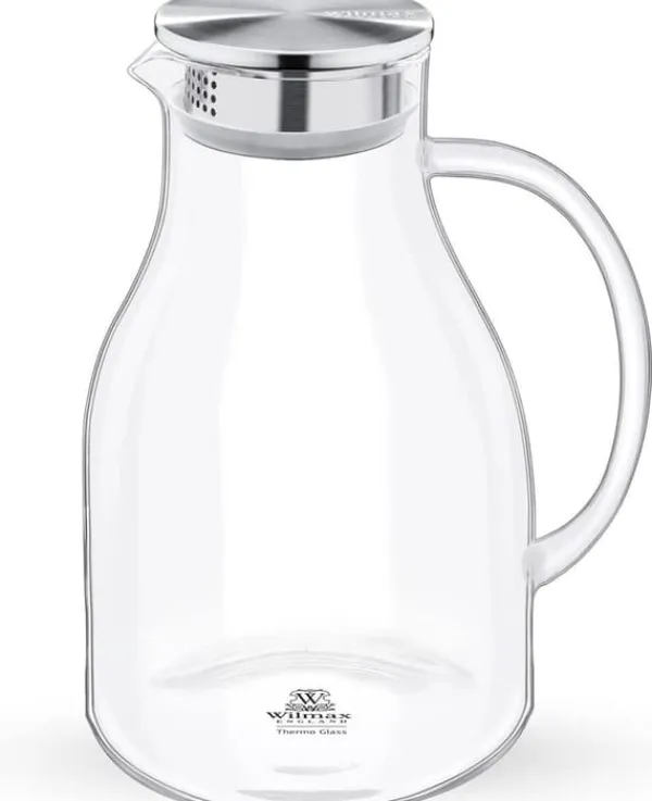 Karafler>Wilmax glaskaraffel 2,5 L i borosilikat, stållåg