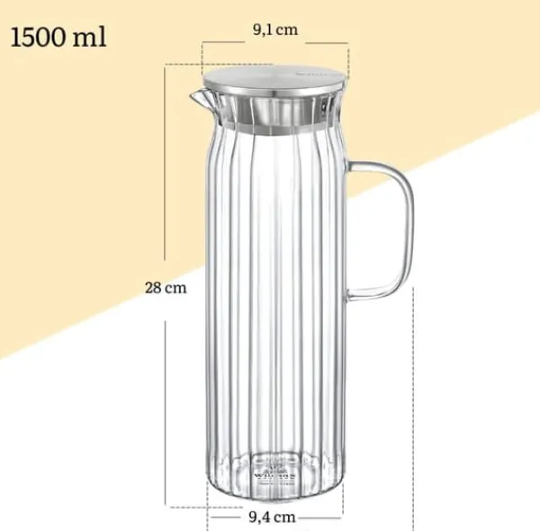 Karafler>Wilmax glaskaraffel 1,5 l med stållåg