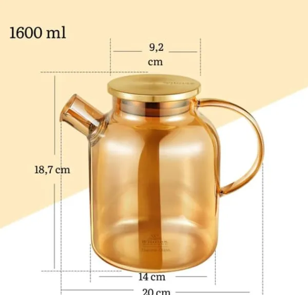 Kaffe- & Tekander>Wilmax tekande 1,6 l i termoglas, PVD-finish
