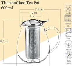 Wilmax tekande i glas 600 ml med stålsi, komfursikker Sale