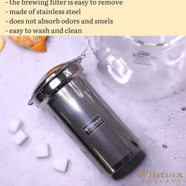 Wilmax tekande i glas 600 ml med stålsi, komfursikker Sale