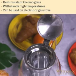 Wilmax tekande i glas 600 ml med stålsi, komfursikker Sale
