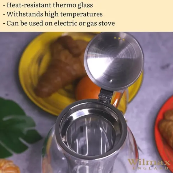Wilmax tekande i glas 600 ml med stålsi, komfursikker Sale