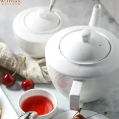 Wilmax tekande i hvidt porcelæn 900 ml – klassisk kande med låg, opvaskemaskinesikker og egnet til mikroovn Best