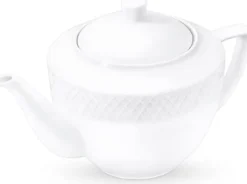 Wilmax tekande i hvidt porcelæn 900 ml – klassisk kande med låg, opvaskemaskinesikker og egnet til mikroovn Best