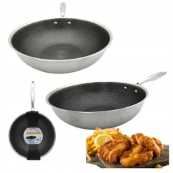 Gryder, Stegepander Og Kasseroller>Wokpande i rustfrit stål med honningkagemotiv (28 cm)