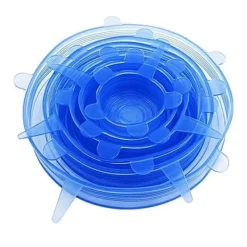 Skålelåg>6x Blå silikonelåg