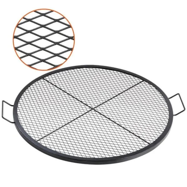 Griller>X-Marks bålplads grillrist, 36" rund madlavning, robust stål med håndtag, perfekt til camping og udendørs fest.