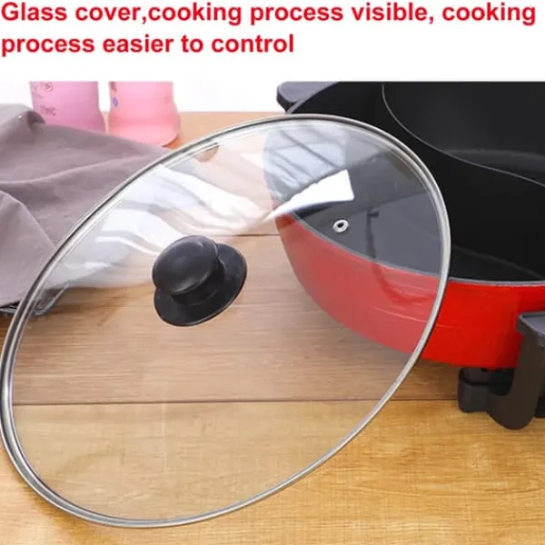 Yuanyang Hot Pot - Elektrisk hotpot-gryde - 6 L - 1300 W - Delt 2 smage - Rustfrit stål - Rød New